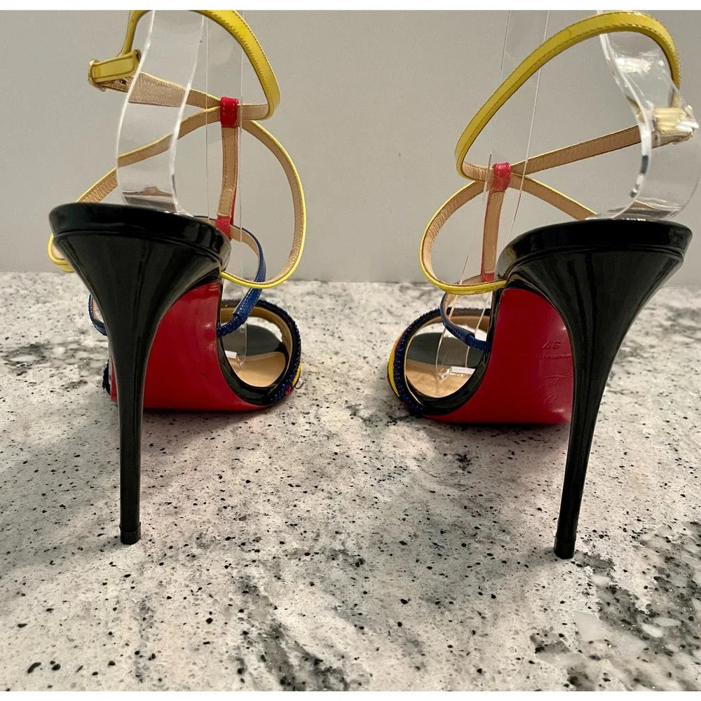 Christian Louboutin Tipika Sandals High Heel Beaded Leather Size 37 - Picture 5 of 13